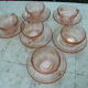 Set of 6 pink tea cups with rosaline sub-cup Arcoroc Luminarc