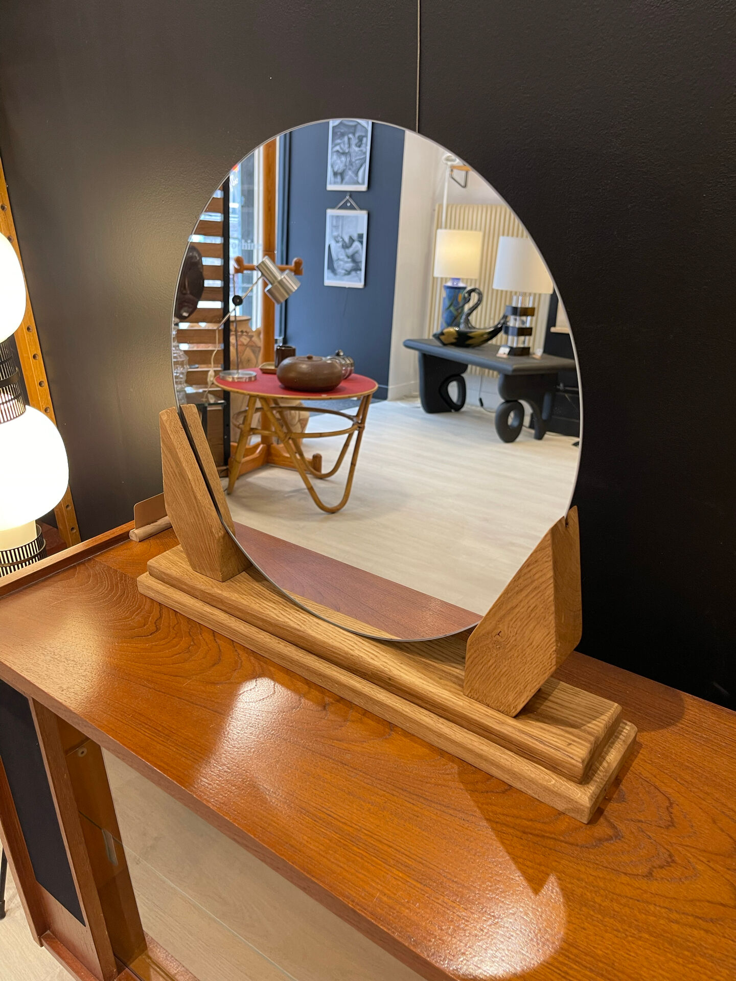 Oak tabletop mirror 1950