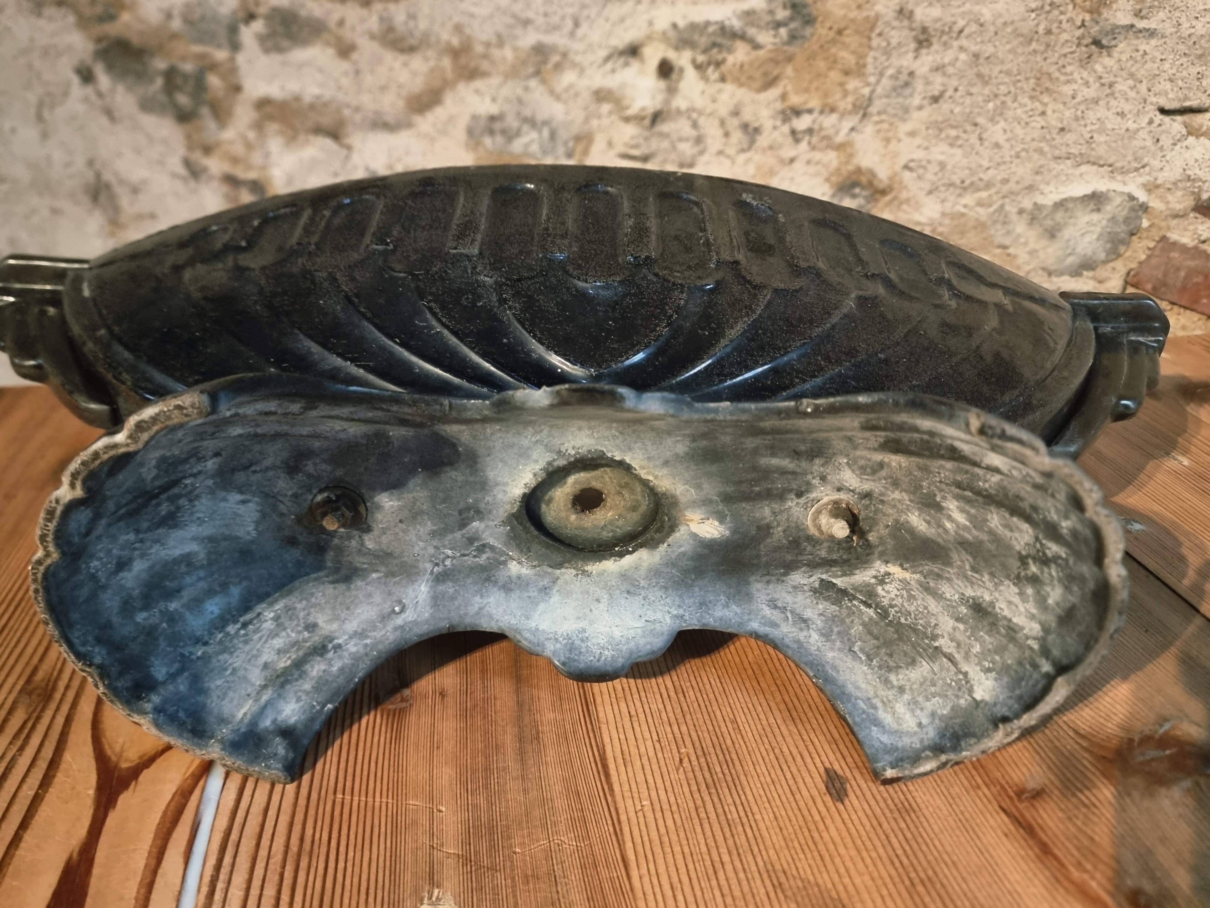 French Art Deco cast iron enamel planter – 1920s–1930s