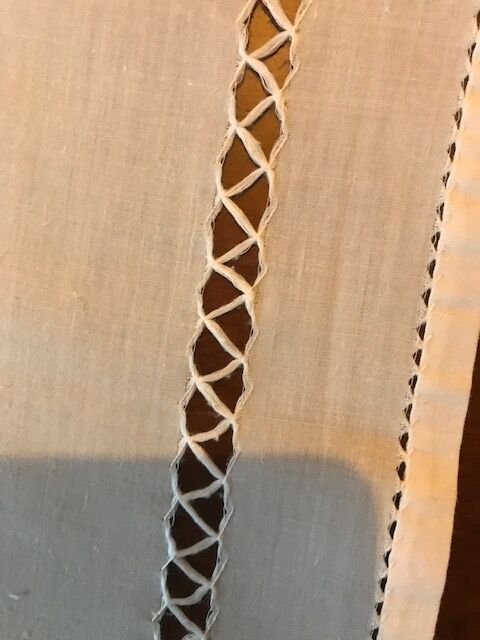 OLD TABLECLOTH WITH HAND EMBROIDERY--DAY SCALE WORKS IN V