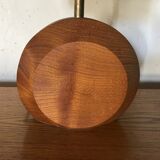 Teak lamp and corn leaf lampshade, circa 1980