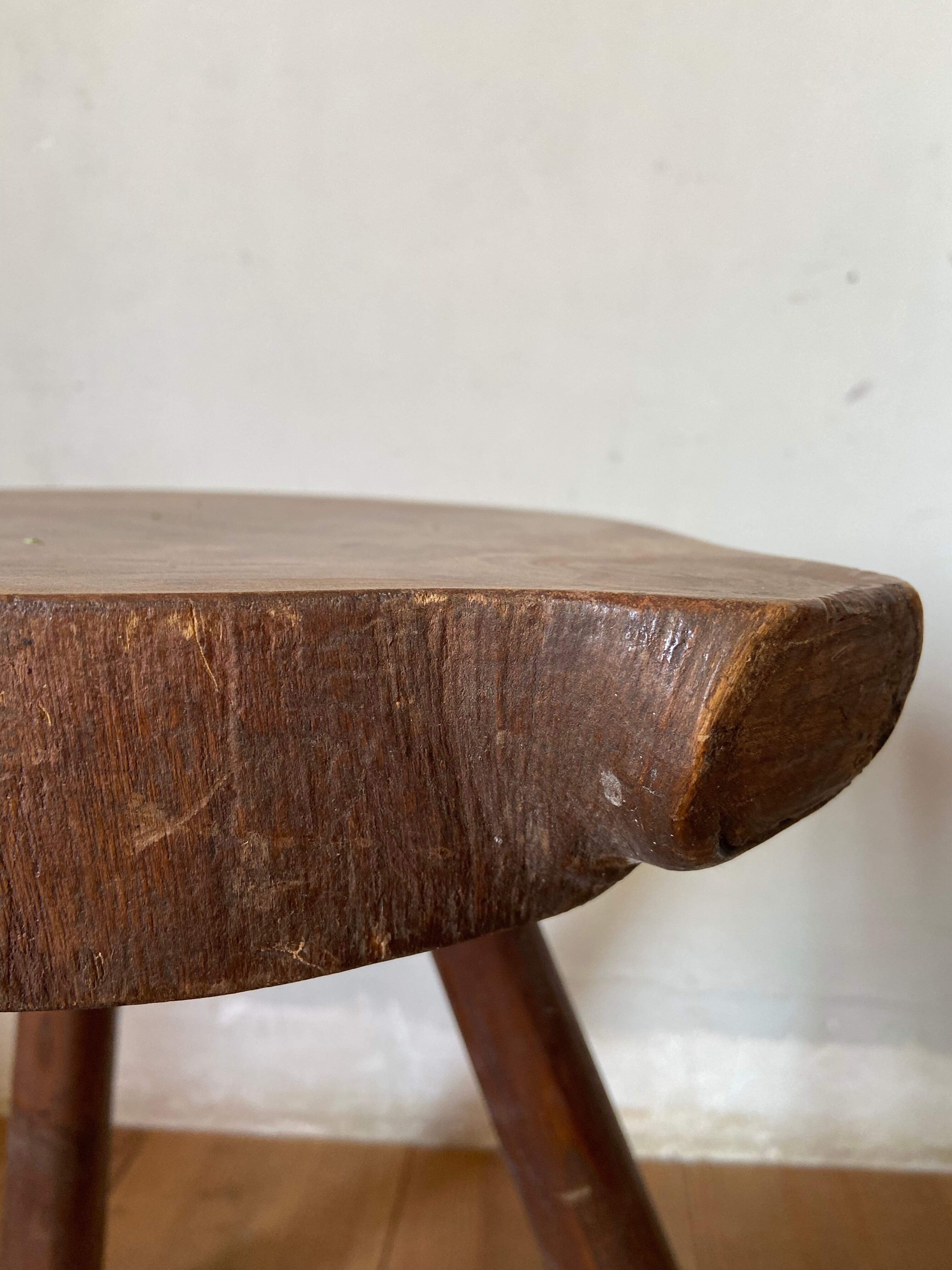 Pair of brutalist stool in solid oak 60s