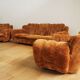 Velvet armchairs and sofa, 1970s, set of 3