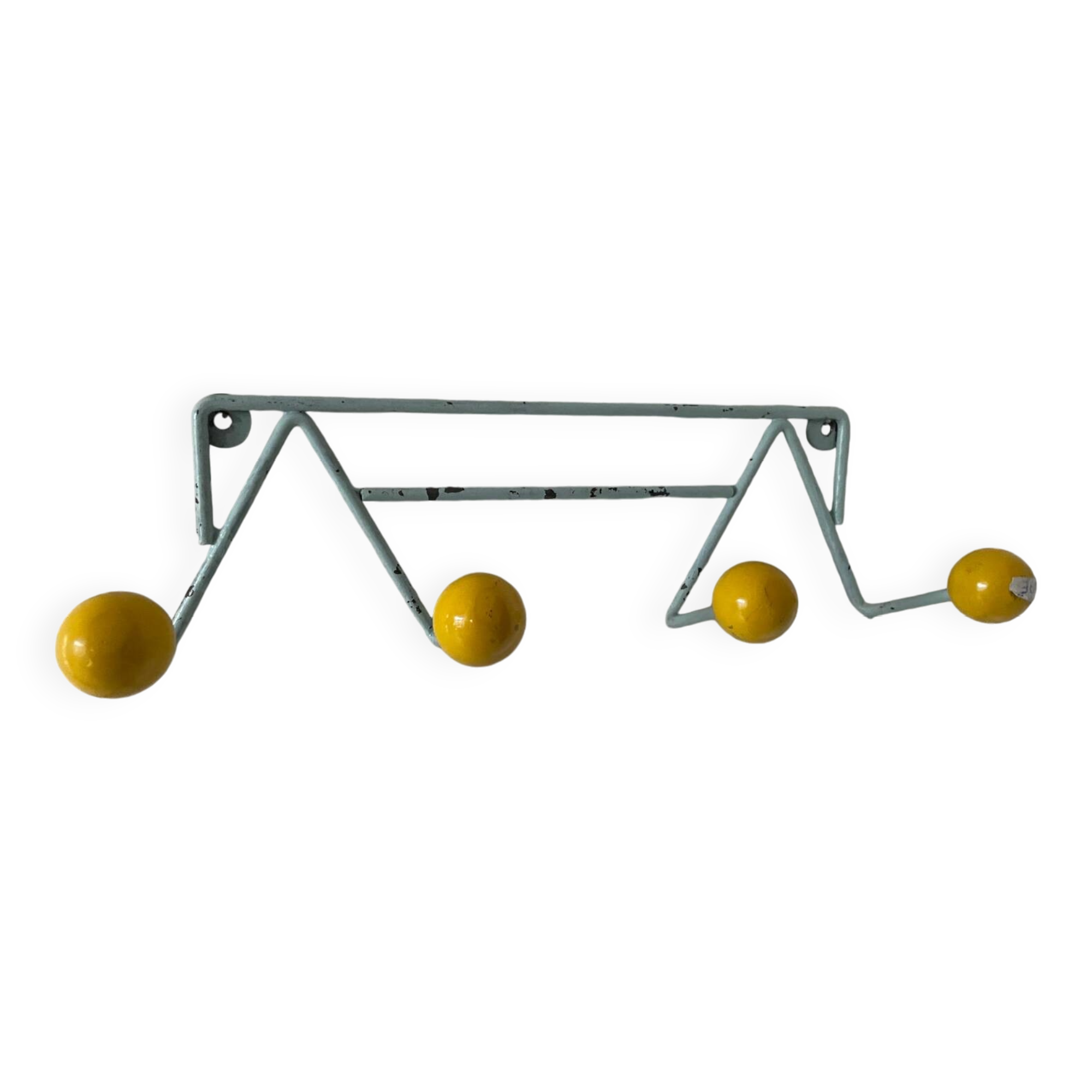 Vintage iron and wood wall coat rack