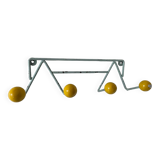 Vintage iron and wood wall coat rack