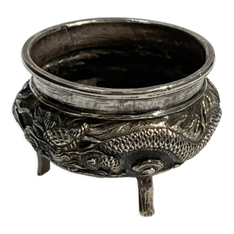 Pot decoration dragon silver metal