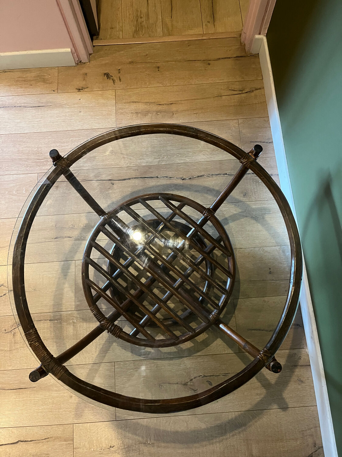 Vintage bamboo rattan coffee table