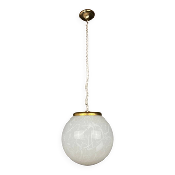 Lampe suspension Murano blanche classique, Italie, années 1970