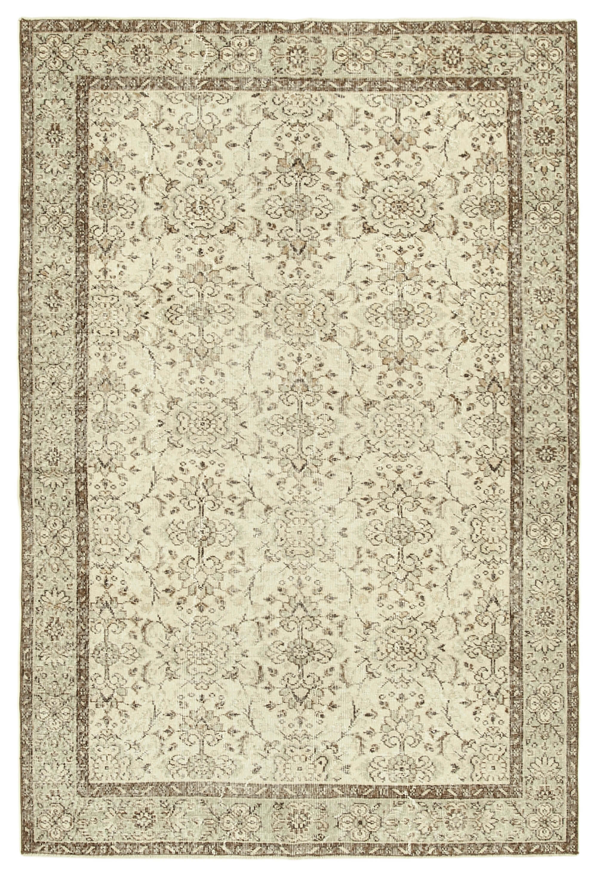 Hand-knotted one-of-a-kind turkish beige rug 172 cm x 263 cm