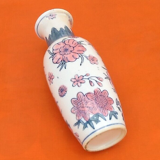 Baluster vase Asian polychrome porcelain with floral decoration of Lotus flowers