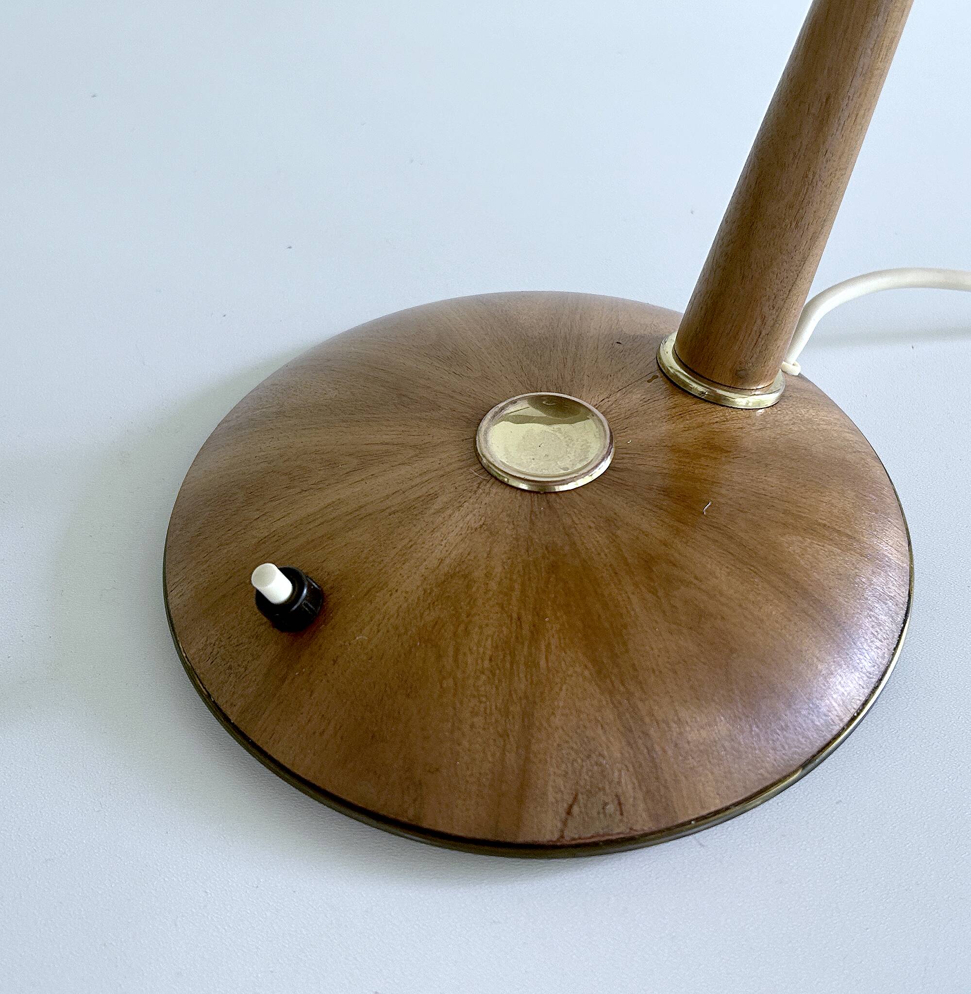 Vintage Scandinavian Lamp, Wood Brass Sisal