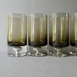 6 large glasses with bubble base, smoked glass, 1960s