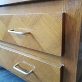 Vintage chest of drawers, compass legs, light wood