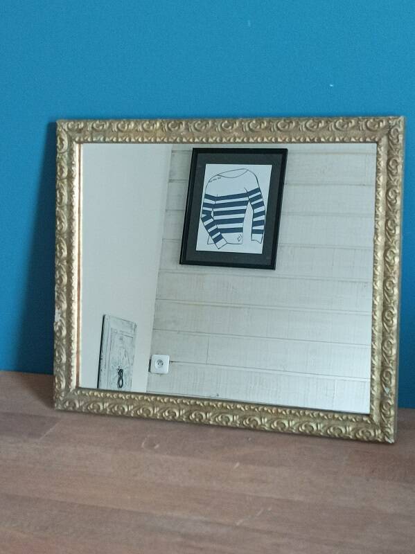 Mirror Carved gilded stucco wood frame patinated dpmc 0923236