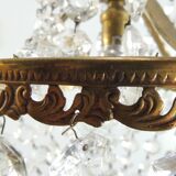Antique crystal chandelier with 2 wall sconces – Vintage milk pendant