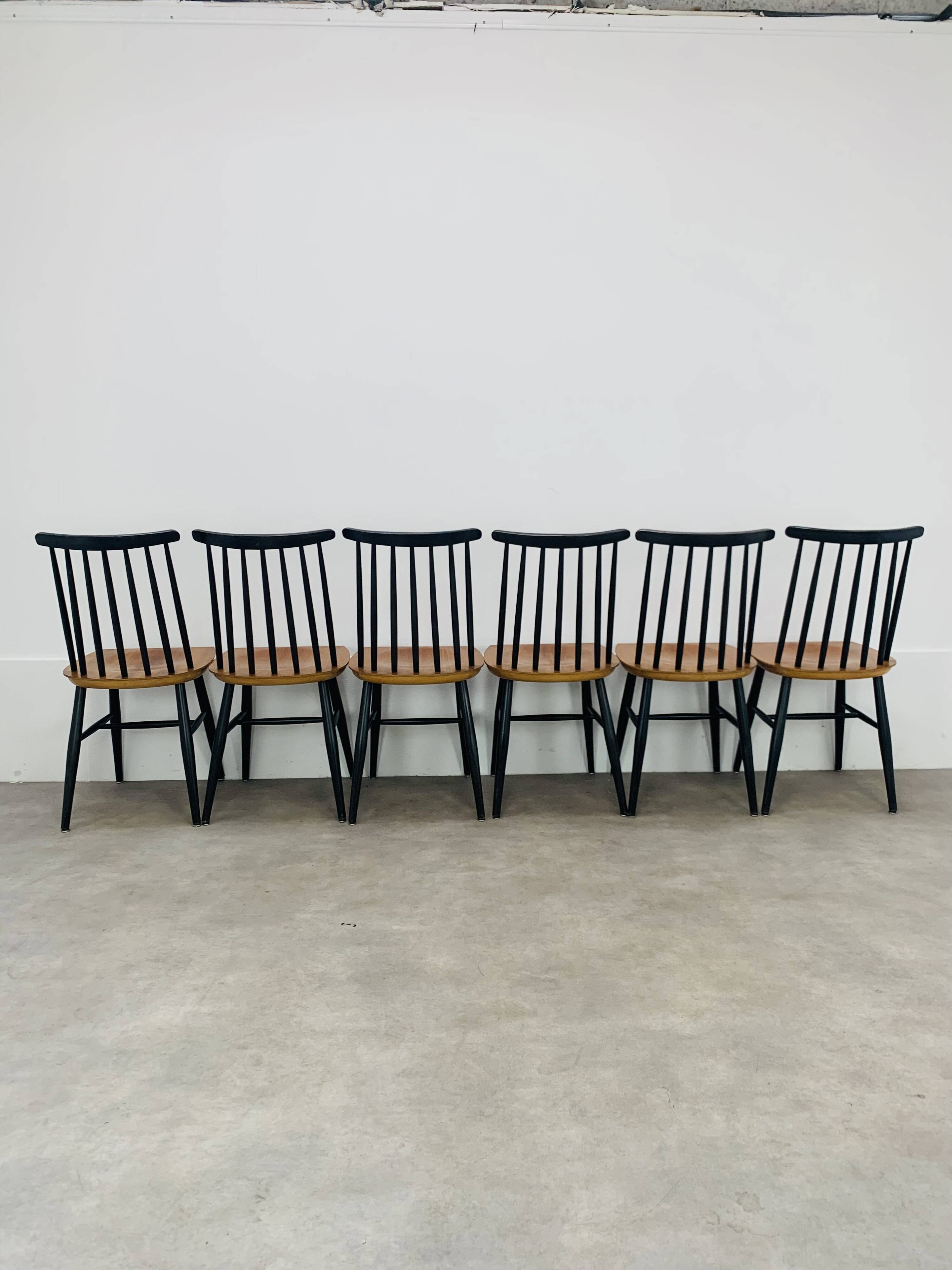 6 Fanett chairs by Ilmari Tapiovaara, Scandinavian, 1960s