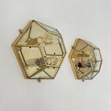 Set of 2 hexagonal wall lamps by Sothis, Italy 1980s