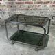 Dessert / rolling table vintage 60'S silver metal top smoked glass