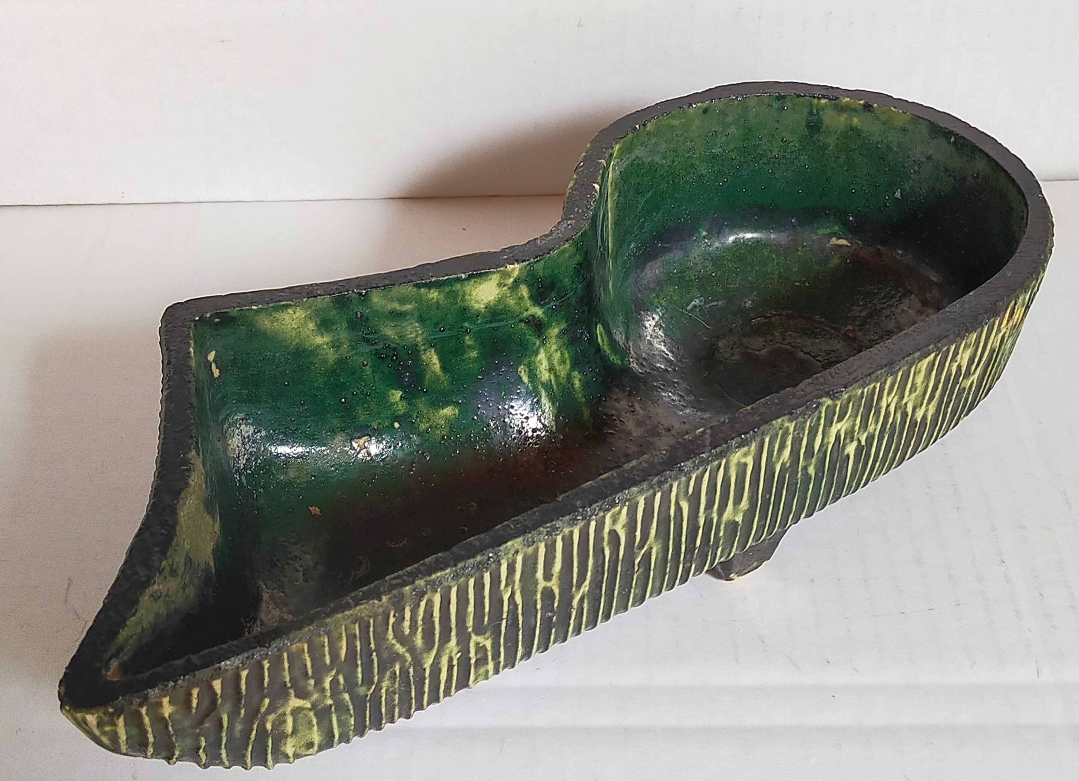 Vintage free-form tripod ceramic cactus planter