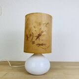 Vintage white ceramic fig lamp, dried flowers, 70s