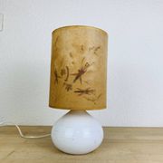Lampe figue céramique blanche vintage, fleurs séchées, années 70