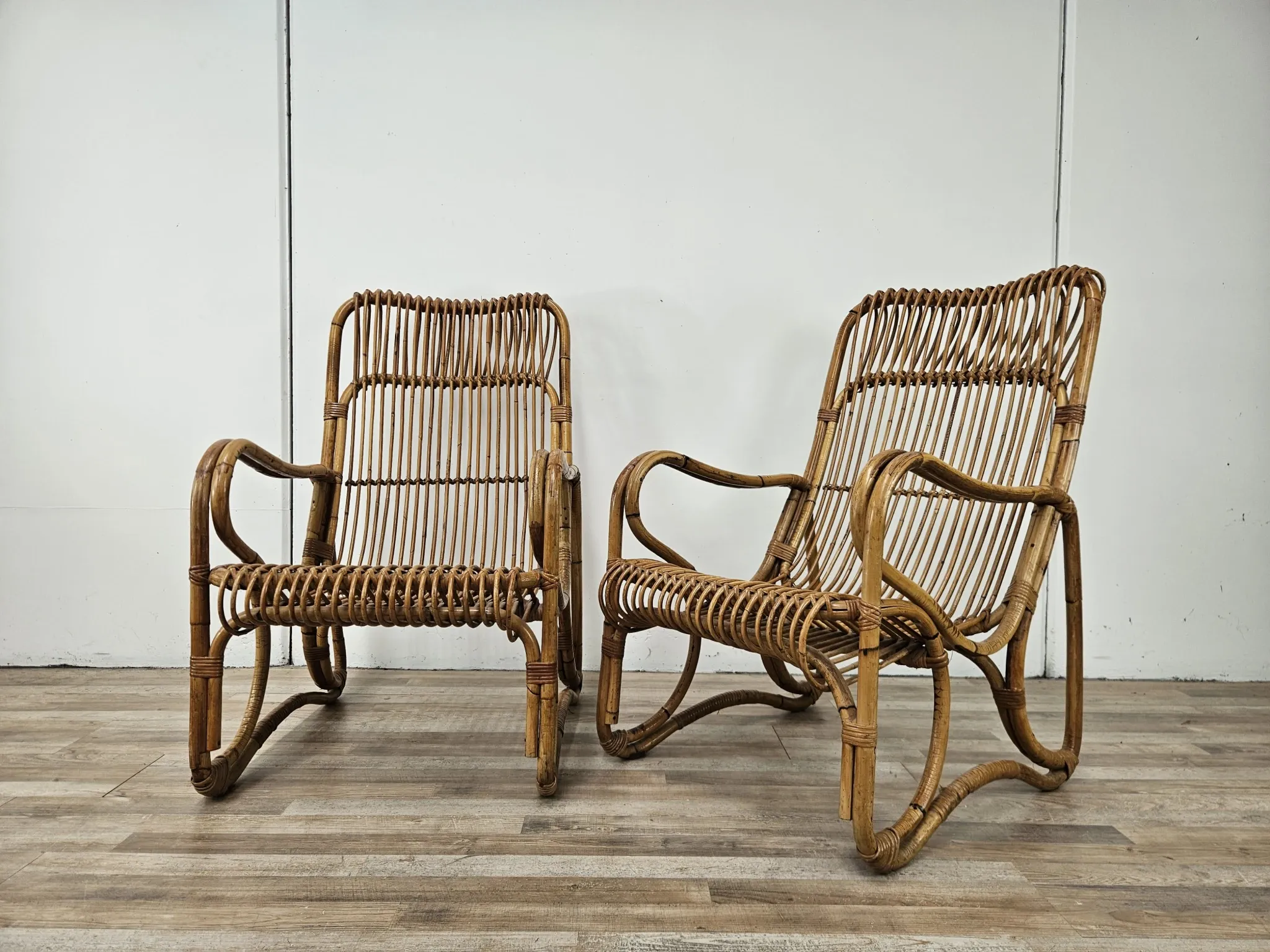 Chaises en osier vintage, 1970