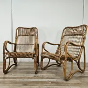 Chaises en osier vintage, 1970