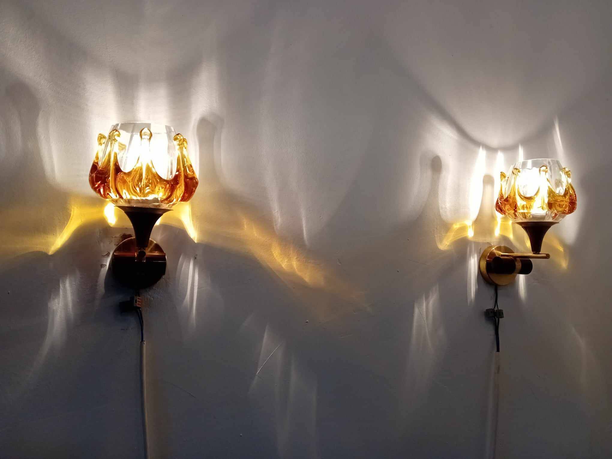 Pair of 70s oberglass wall lights vienna austria