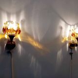 Pair of 70s oberglass wall lights vienna austria