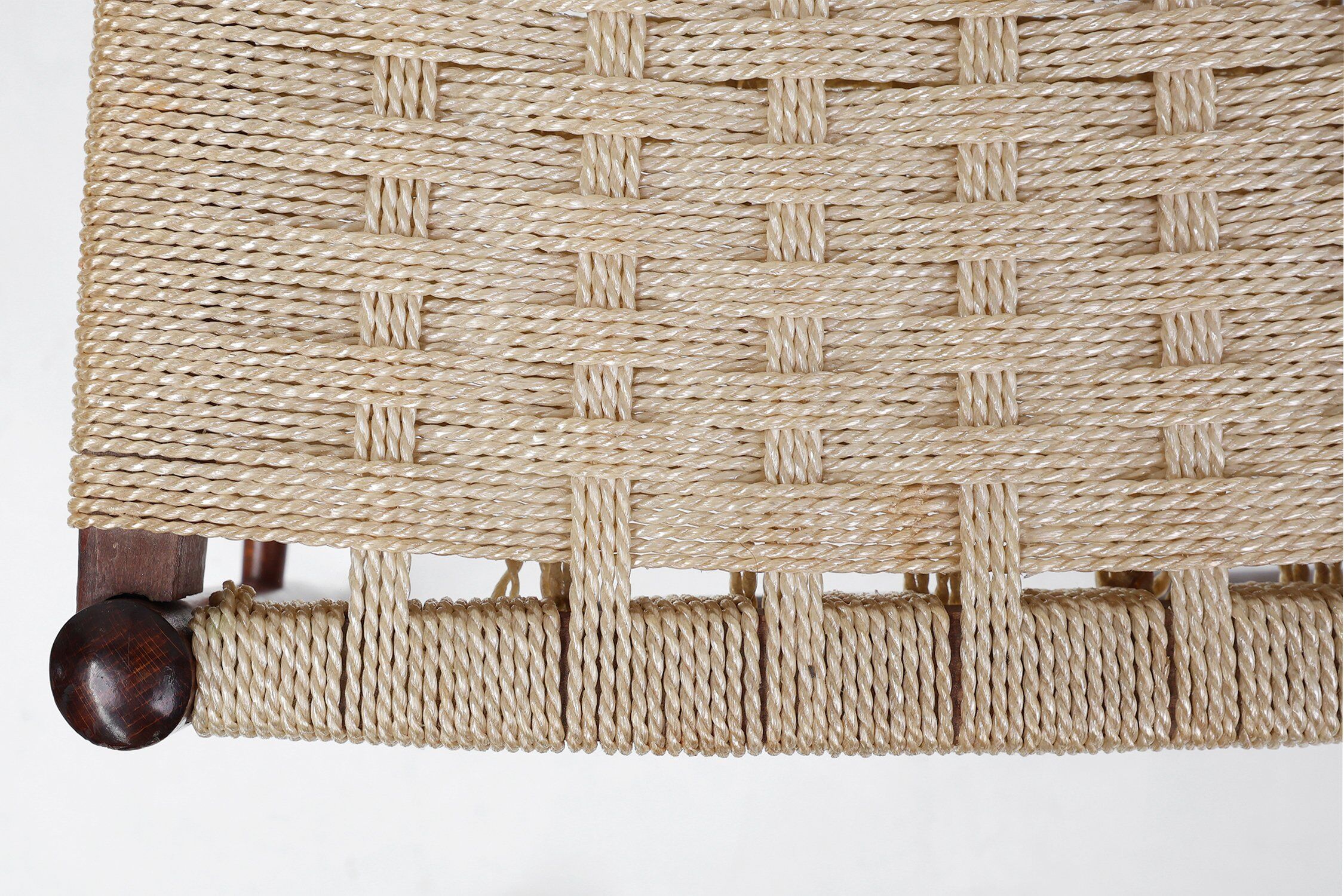 Set of Belgian Teak Dining Chairs with Braided Rope Seat, 1960s