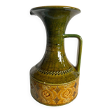 Green and yellow ceramic carafe bitossi italy 1950