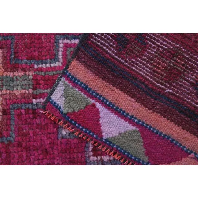 1970s Vintage Turkish Hand-Knotted Wool Cotton Purple Runner Rug 87x310