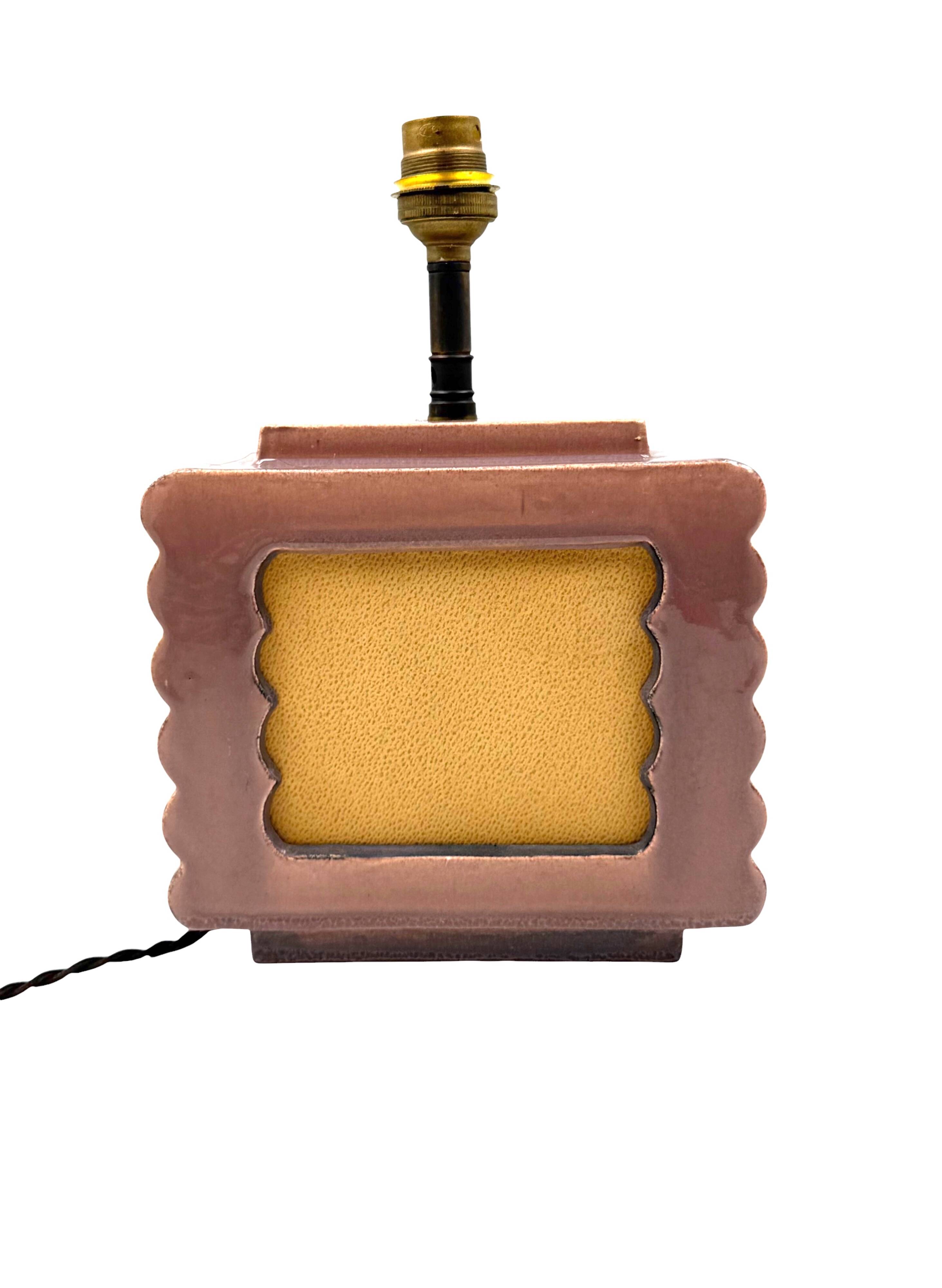 Art deco ceramic table lamp, Andre Fau Boulogne France circa 1940s