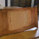 Solid oak coat rack and 2 brass hooks, Art Deco 1930s