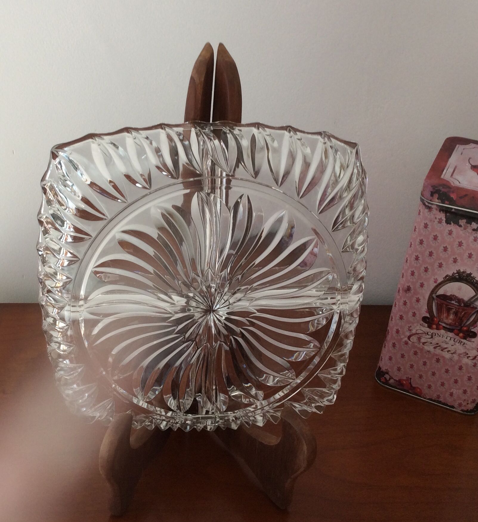 Old 4-compartment dish, servant, very thick glass vintage