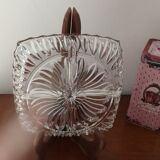 Ancien plat à 4 compartiments, serviteur, en verre très épais vintage