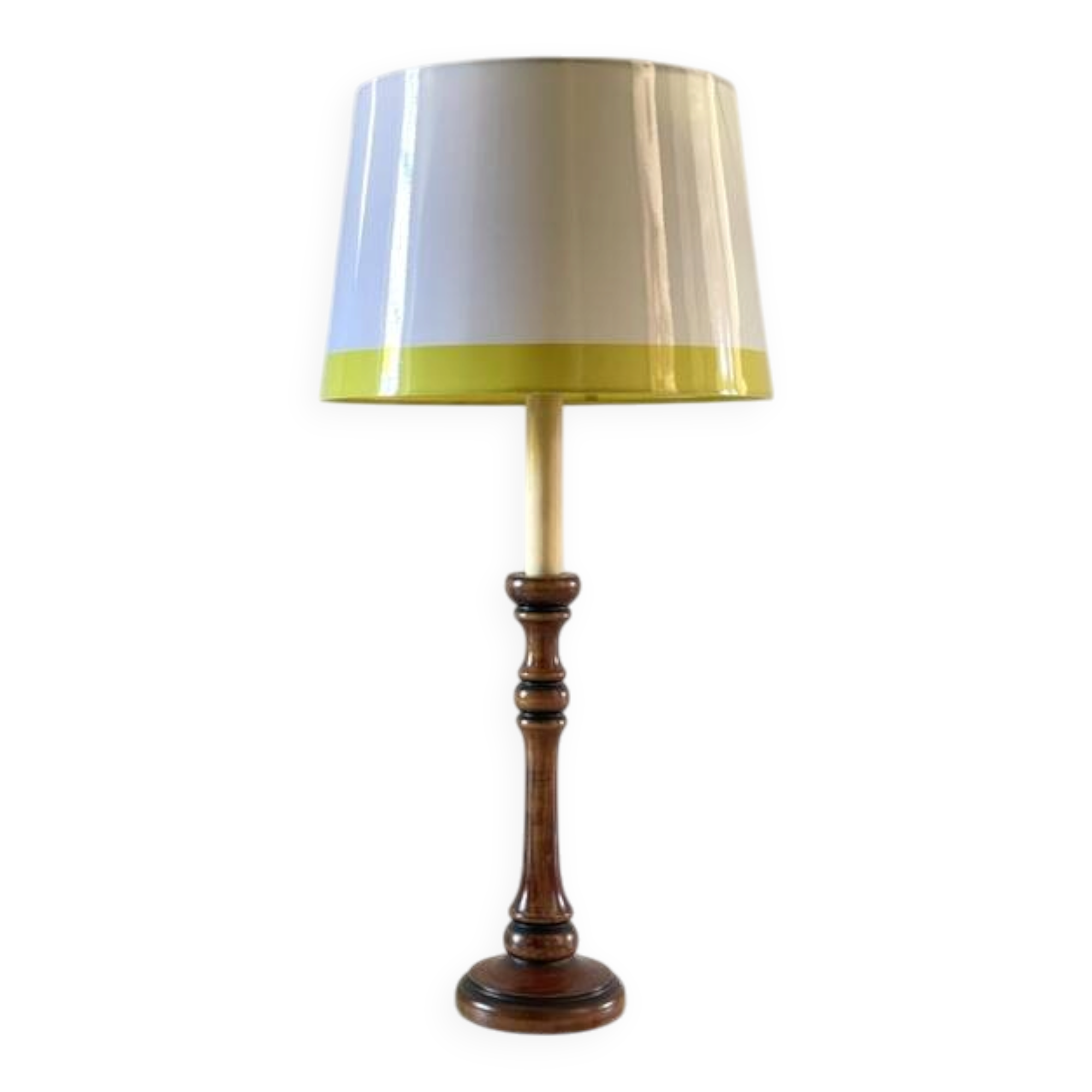 Candle holder lamp with walnut effect, vintage.