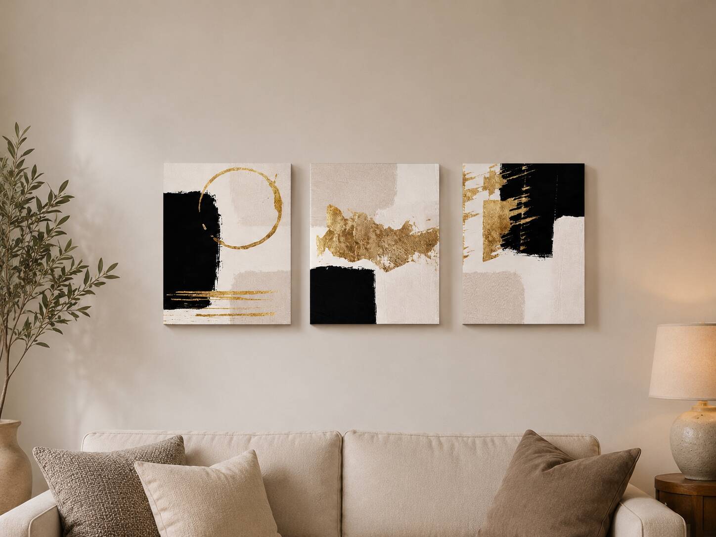 Set of 3 hand-painted abstract paintings – Contemporary art