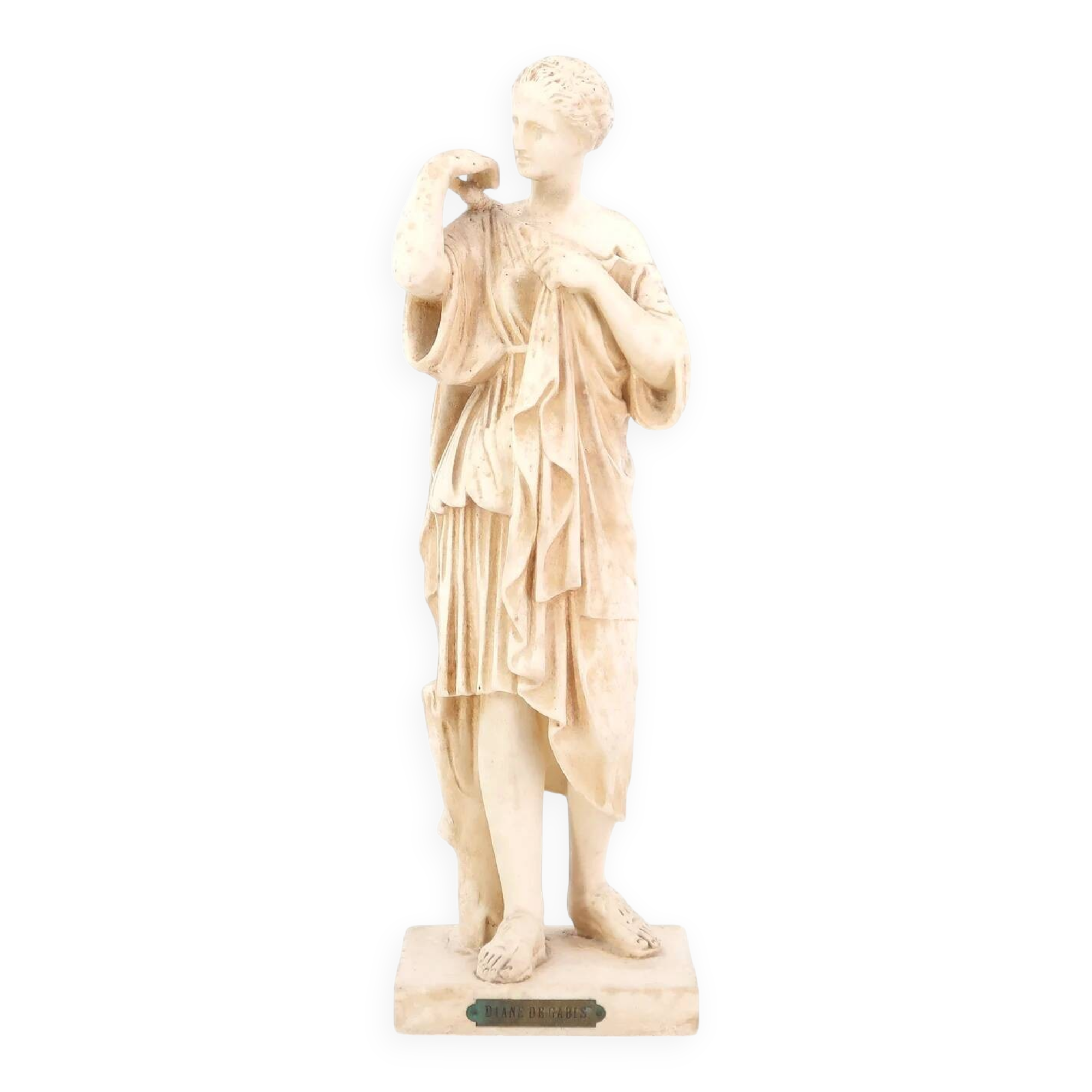 Classical female plaster sculpture by Diane de Gabis