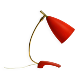 Rare Cosack Mid Century table lamp with red fine wrinkle finish and brass n