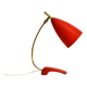 Rare Cosack Mid Century table lamp with red fine wrinkle finish and brass n