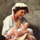 Maternity or Young Peasant Woman and Her Child, Signed C Bühler, Italy 19th C.