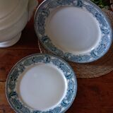 2 flat old plates (ø 25 cm) earthenware terre de fer creil montereau massena