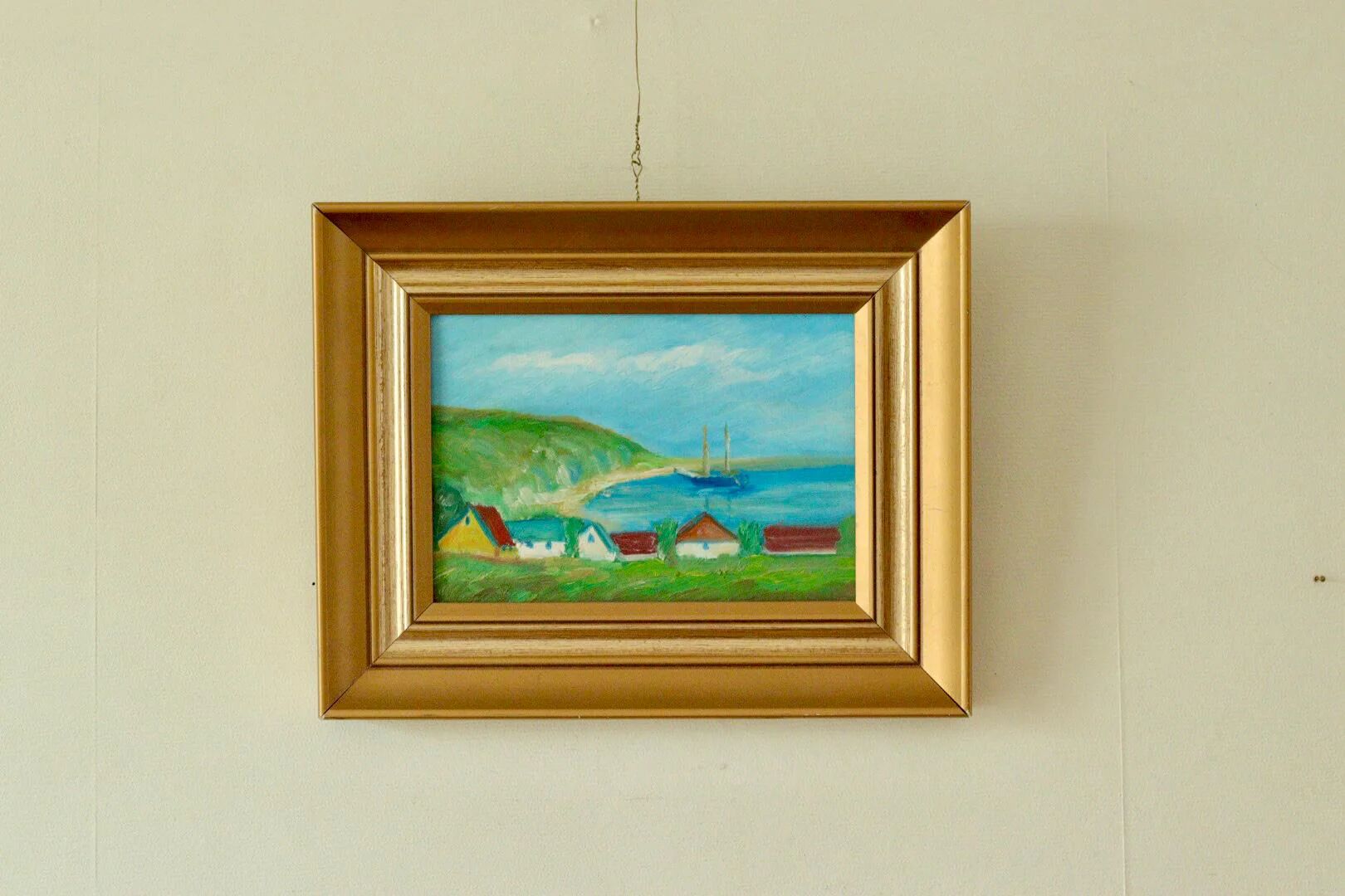 Original vintage landscape painting on panel – Hans Hansen