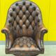 Brown leather chesterfield directors armchair