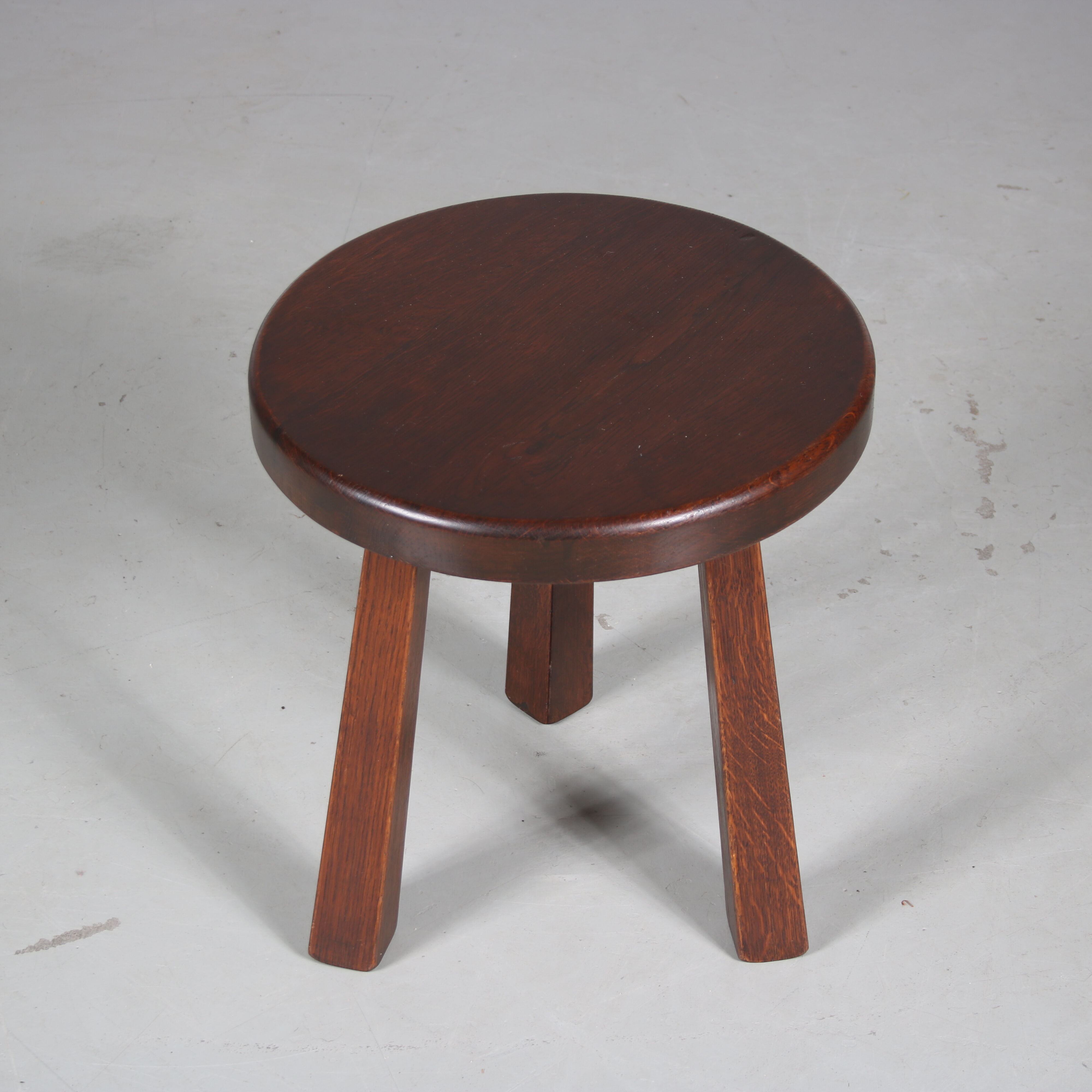 1970s brutalist oak stool from the netherlands