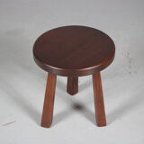 1970s brutalist oak stool from the netherlands