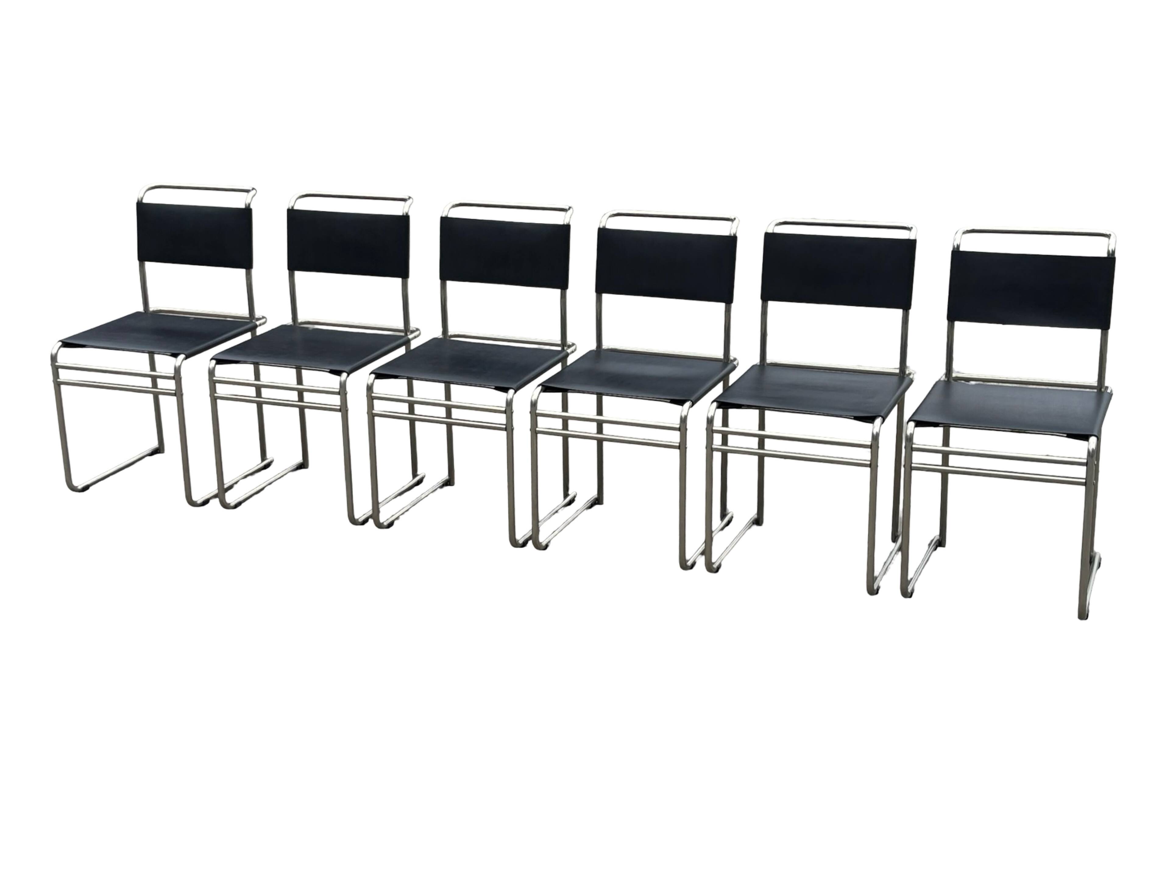 Set of 6 B5/B40 Chairs with Tubular Frame attributed to Marcel Breuer