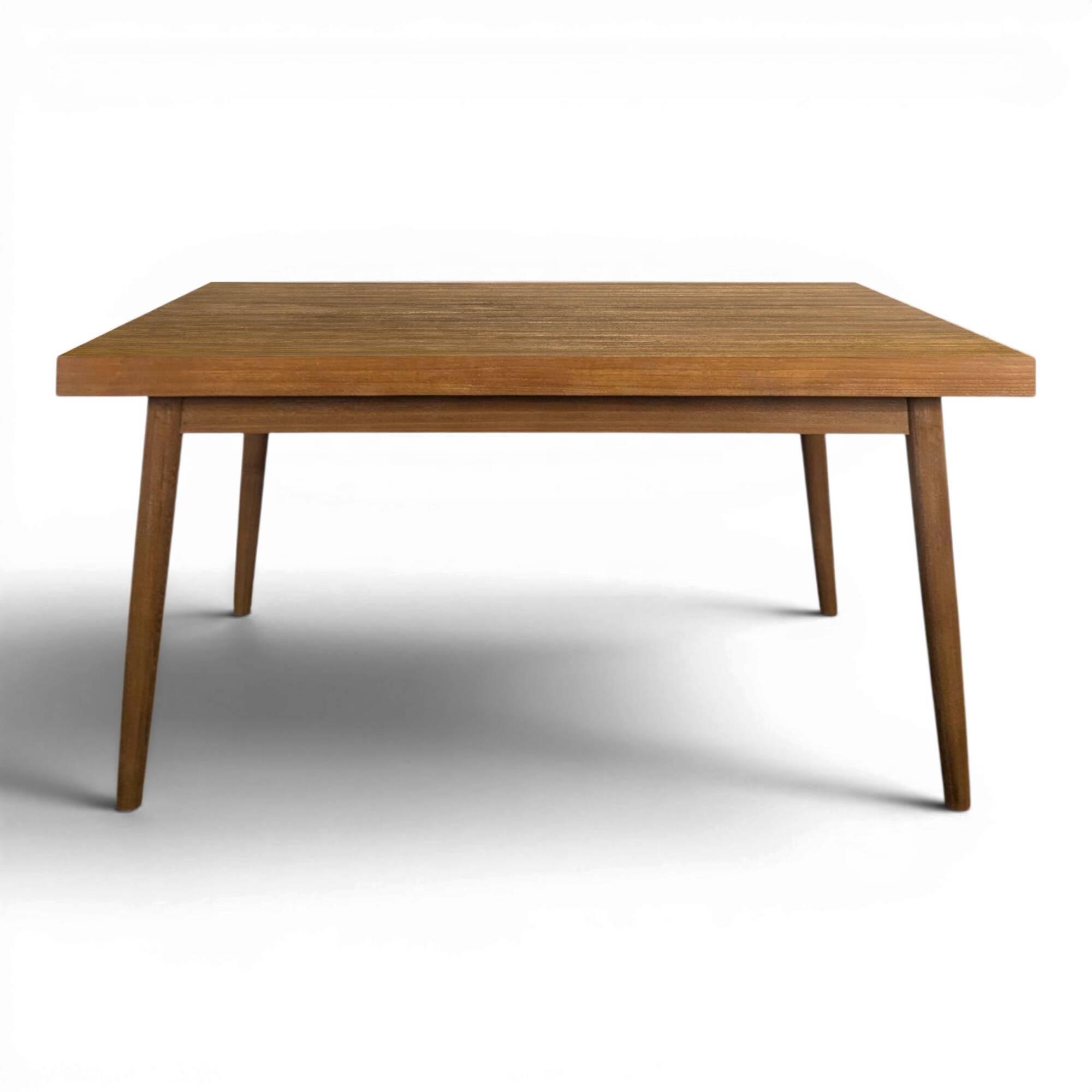 Modernist teak table with 2 extensions.