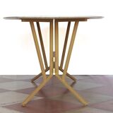 1960s Italian Dining Table With oval Carrara Marble Top And Iron Structure